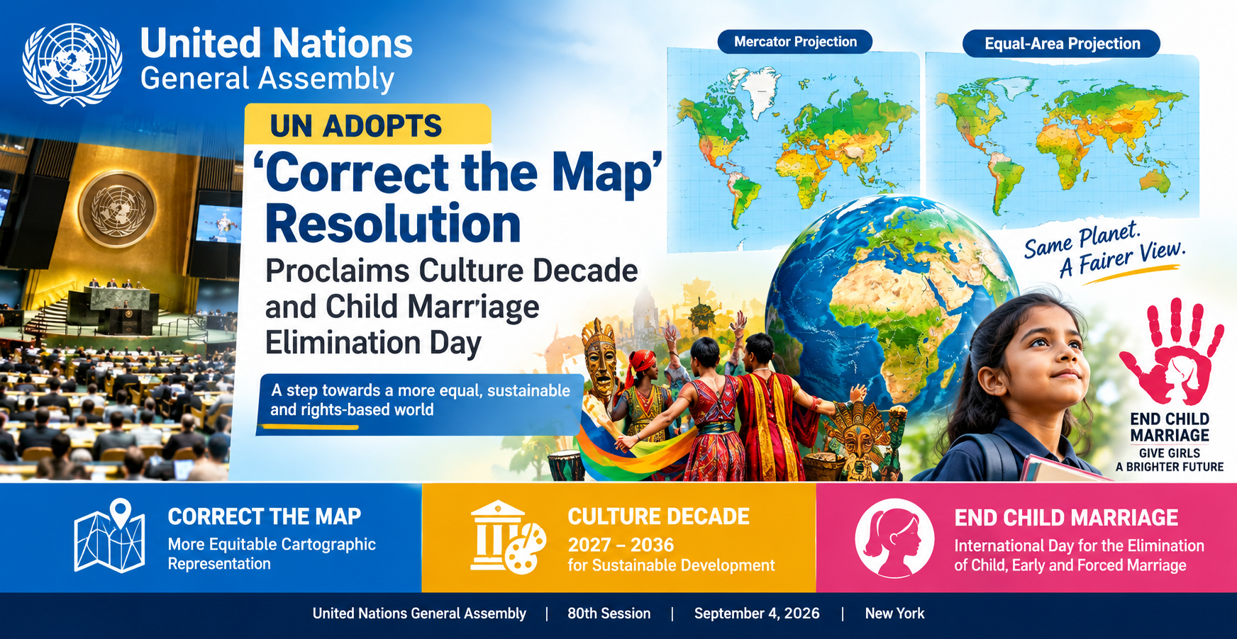 UN General Assembly Adopts ‘Correct the Map’ Resolution, Proclaims Culture Decade and Child Marriage Elimination Day