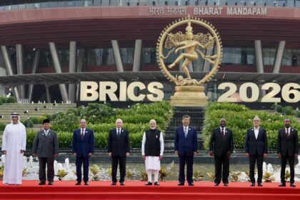 PM in a group photograph with BRICS leaders on the sidelines of the 18th BRICS Summit at Bharat Mandapam, in New Delhi.