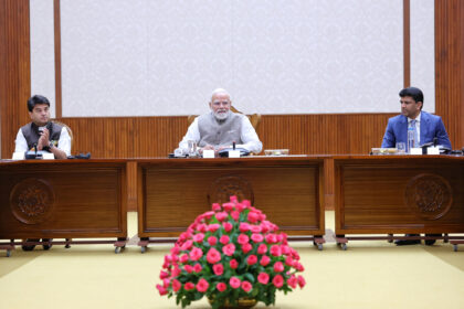 PM interaction with Global System for Mobile Communications Association (GSMA) Board members at Seva Teerth, in New Delhi on October 06, 2026.